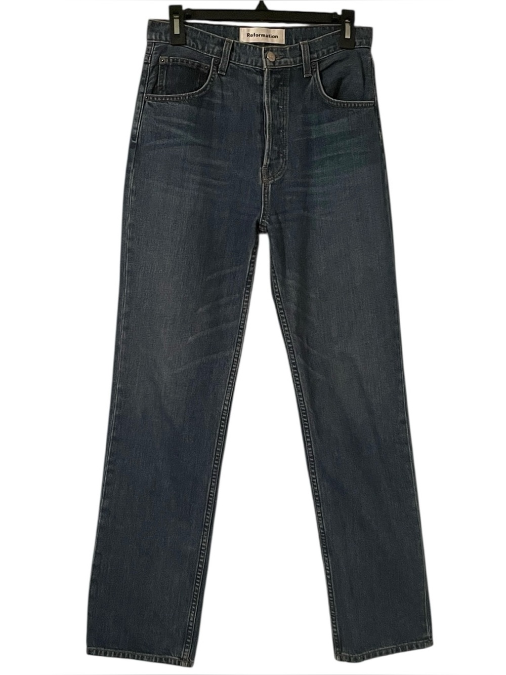 Reformation Women's Blue Teton Wash Cynthia High Rise Relaxed Cuff Jeans Size 28